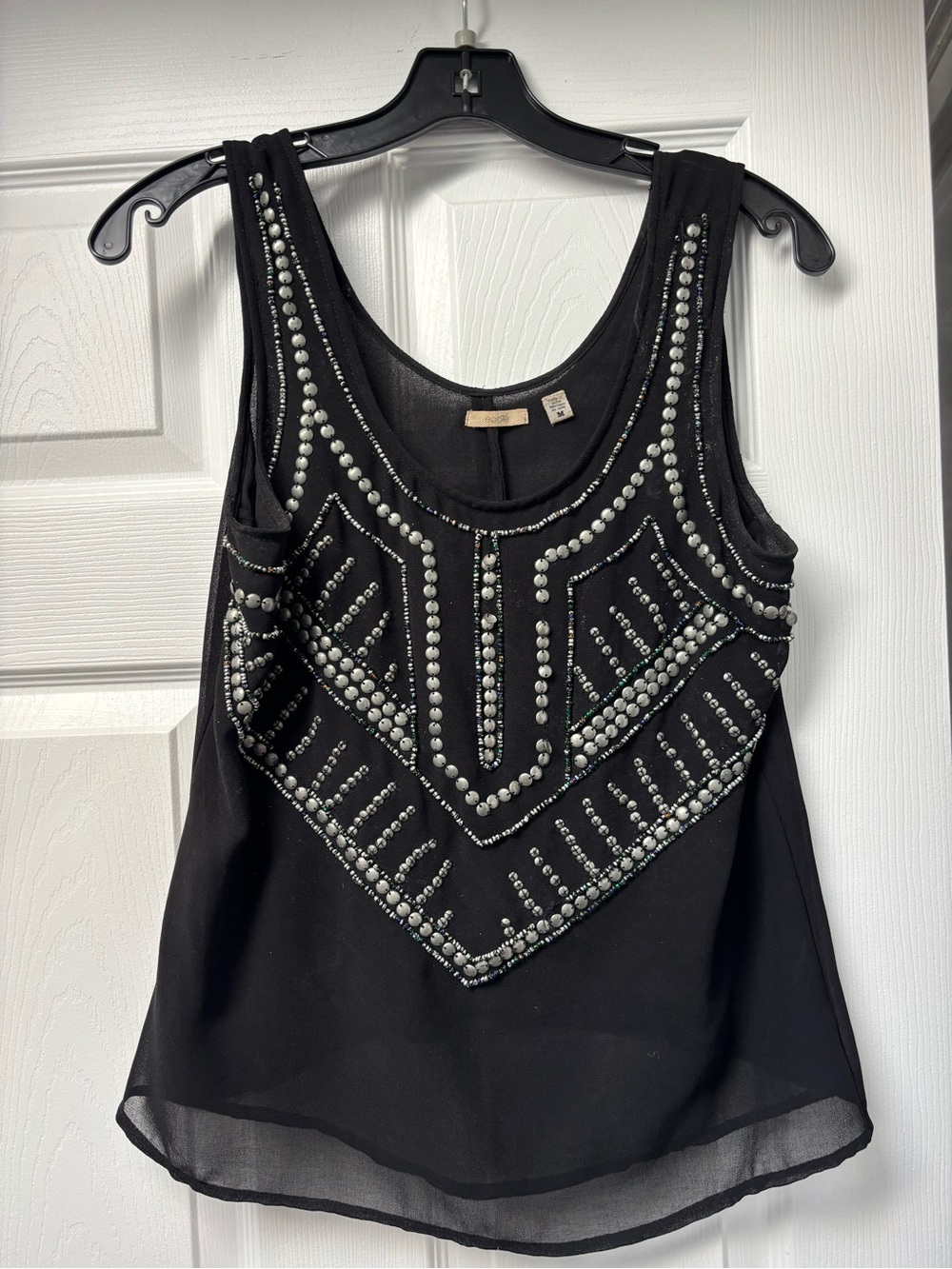 Ecote Black Beaded Sleeveless Blouse